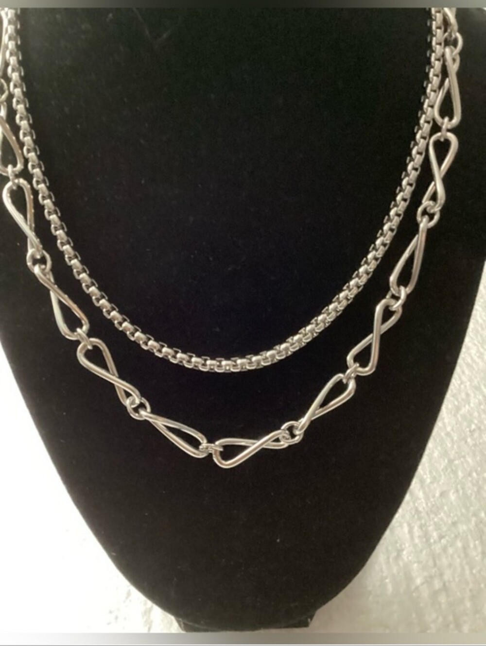ON 34th Layered Silver-Tone Double Chain Necklace for Women - Picture 4 of 10